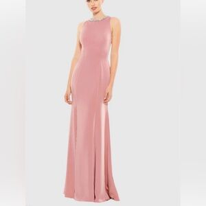 Mac Duggal Ieena Pink Embellished Neck Trumpet Gown